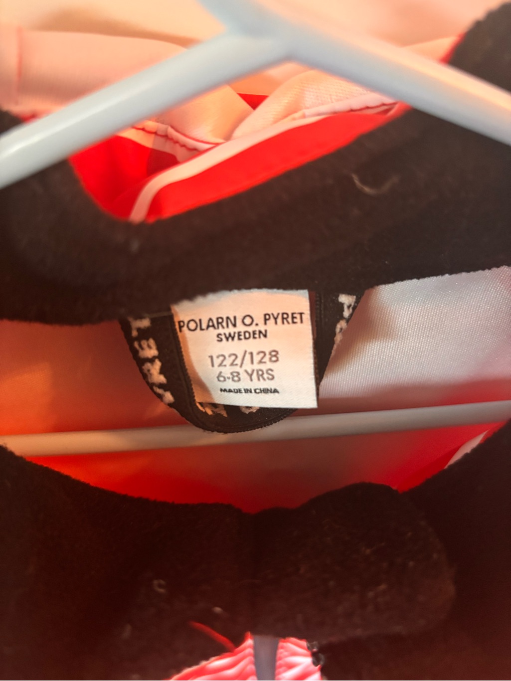 Polarn O. Pyret Red And White Striped Hooded Raincoat — image 2 of 4